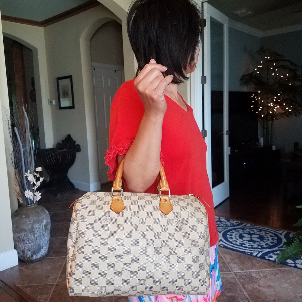 SOLD@! Louis Vuitton Damier Azur Speedy 30 2019
